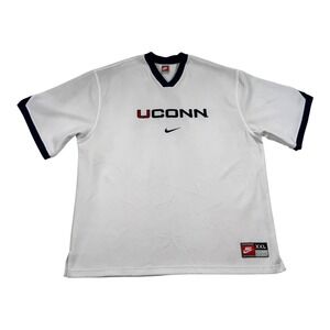 Vtg 90's UConn Huskies Warm Up Shirt Jersey 2XL Nike White NCAA Basketball